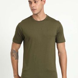 Classic Polo Men Solid Round Neck Cotton Slim Fit T-shirt-image-99