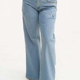 DAYER Women Wide Leg Mid-Rise Low Distress Cotton Heavy Fade Denim Jeans-image-64
