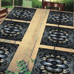Aura 6Pcs Black & White Printed Heat Resistant Table Placemats-image-61