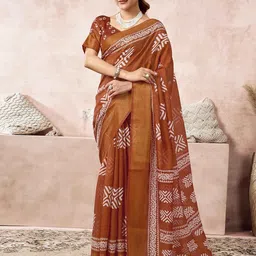 KALINI Women Abstract Printed Zari Saree With Unstiched Blouse-1