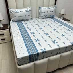 Pure Decor Royal Passion Blue Printed Pure Cotton 240 TC Queen Bedsheet Set 2.28 x 2.54m-image-98