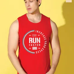 WOOSTRO Pack Of 2 Printed Combed Cotton Gym Vests VWS26(RUN RED)(PLAIN RUST)-picture-34