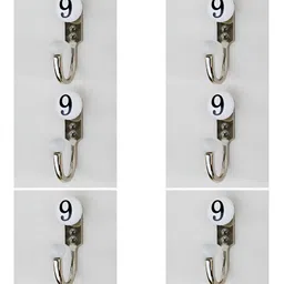 IndianShelf 6 Pcs Ceramic & Zinc Number 9 Wall Hanger Key Hooks-18