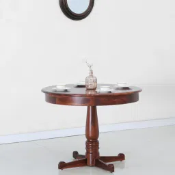 mudramark from pepperfry Antara Sheesham Wood 4 Seater Round Dining Table in Scratch Resistant Honey Oak Finish-picture-30