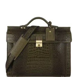 Da Milano Men Textured Leather Messenger Bag-image-7