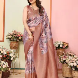 Moda Rapido Floral Printed Woven Zari Ready to Wear Banarasi Saree-picture-37