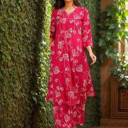 Banwaree Printed Pure Cotton Tunic & Palazzos Co-Ord Set-image-3