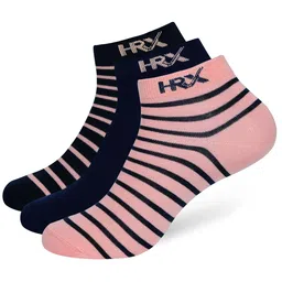 HRX by Hrithik Roshan Women Pack Of 3 Striped Cotton Ankle-Length Socks-37