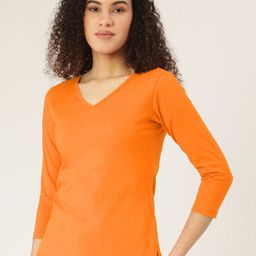 BRINNS Women V-Neck Raw Edge T-shirt-image-46