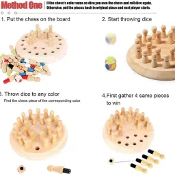 jugnu toys Wooden Memory ChessGame Set, Funny Block Board Game Parent-Child Interaction Toy 10 cm Chess Board image 4