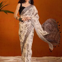 Mitera Floral Pure Georgette Bagru Saree-picture-46