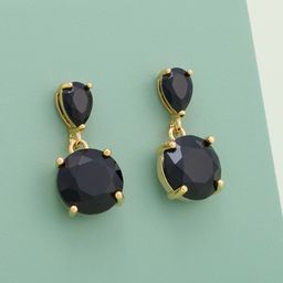 Kushal's Fashion Jewellery Gold Plated Zircon Studded Classic Drop Earrings-image-46