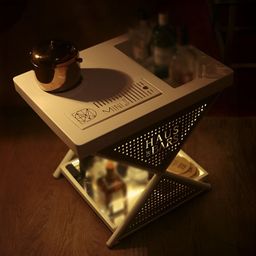 Haus of Bars Brown and White Mini Home Bar Table with Compact and Foldable Design image 3