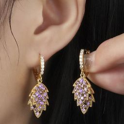 AKISON JEWELS Leaf Shaped Drop Earrings-image-81