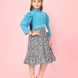 BAESD Floral Print Georgette A-Line Midi Dress-99