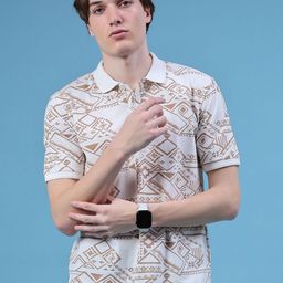 V-Mart Men Geometric Printed Polo Collar Cotton T-shirt-picture-13