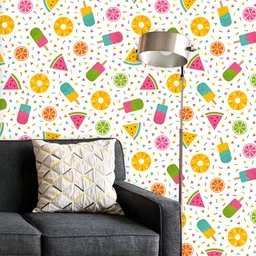 ArtzFolio Printed UV-Resistant Anti-Bacterial Colorful Tropical FruitsIcecream Image Peel & Stick Wallpaper-image-93