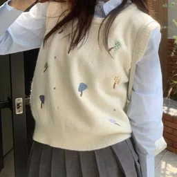 KPOP Women Round Neck Sleeveless Graphic Printed Sweaters-image-45