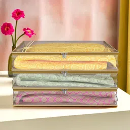 Kuber Industries Gold-Toned Set of 3 Regular Multi-Utility Organisers-25