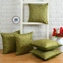 WISE HOME Green Set Of 5 Square Cushion Covers-picture-3