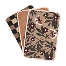 Saral Home 3Pcs Grey & Brown Printed Jute Anti-Skid Doormats-7
