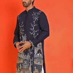 Jompers Men Floral Embroidered Thread Work Floral Kurta-picture-14