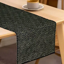 HOME COLORS.IN Green & Black Printed Rectangular Table Runner image 2