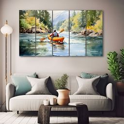 The Castle Decor Green & Blue 5 Piece Wood Other Wall Paintings-image-70