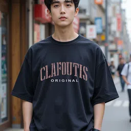 Genzy Men Typography Printed Round Neck Drop-Shoulder Sleeves Oversized Cotton T-shirt-picture-25
