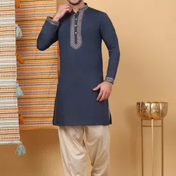 KRAFT INDIA LUXE Men Ethnic Motifs Embroidered Regular Thread Work Kurta with Salwar-picture-39