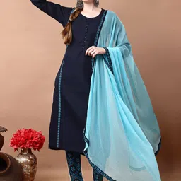 SANTOPERA DESIGNER Panelled Straight Kurta With Trousers And Dupatta-55