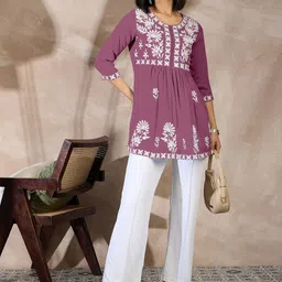all about you Embellished Embroidered Peplum Top-image-99