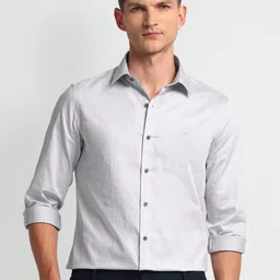 Arrow New York Men Spread Collar Solid Cotton Slim Fit Formal Shirt-picture-30