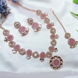 VATSALYA creation Alloy Gold- plated Purple Jewellery Set-58