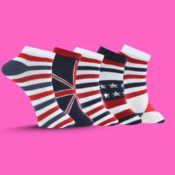 MJE Men Pack Of 5 Striped Ankle Length Socks-image-83