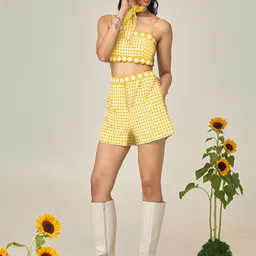 Maisolos Checked Pure Cotton Top & Shorts Co-Ord Set-picture-15
