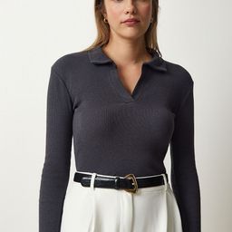 Happiness istanbul Ribbed Fitted Top-image-89