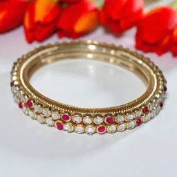 Jolly Faces Set Of 2 Gold-Plated Stone-Studded Bangles-image-76