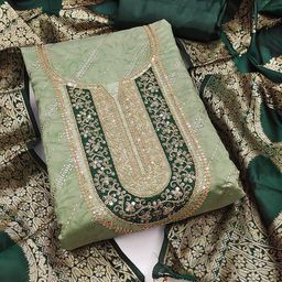 Panzora Floral Embroidered Sequnnied Chanderi Unstitched Dress Material-picture-13
