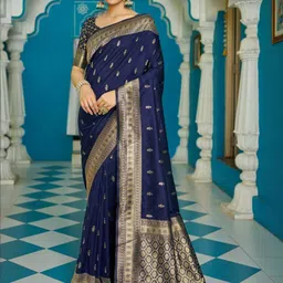 FASHION STROM Woven Design Silk Blend Saree-image-9