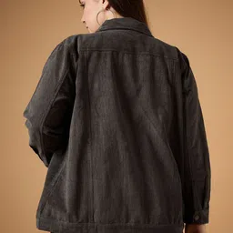 SASSAFRAS Curve Women Corduroy Tailored Jacket with Embroidered image 4