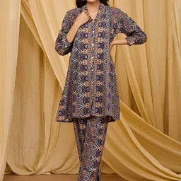 Zolo Label Multicolor Pure Cotton Co-Ord Set-image-20