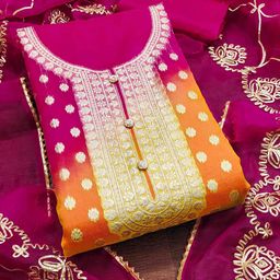 KIMISHA Organza Unstitched Dress Material-image-74