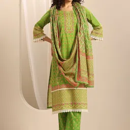 Libas Women Floral Printed Kurta with Trousers & With Dupatta-31