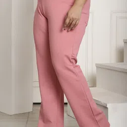 theRebelinme Women Plus Size Straight Fit High-Rise Easy Wash Cotton Regular Trousers-image-76