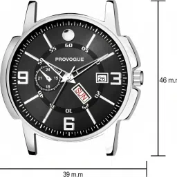 provogue Original Sliver Plated Day and Date Funtioning Analog Watch- For Men SK-PG-4075-BLK-SLVR Basic Analog Watch for Men with Day and Date Display image 5