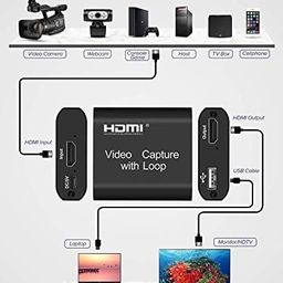 Microware Video Capture with Audio, Mic and Audio Out, 3.5 mm Audio Capture Card with Mic, HDMI to USB 2.0 Capture 1080P 60FPS Live Video Game Capture Facebook Streaming Video Recording image 3