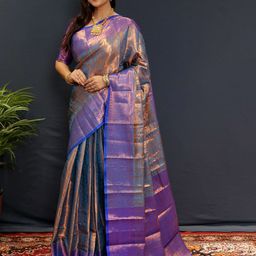DIVASTRI Woven Design Zari Silk Blend Kanjeevaram Saree-image-88