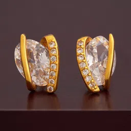 Kushal's Fashion Jewellery 92.5Silver Gold-Plated CZ Studded Studs Earrings-image-47