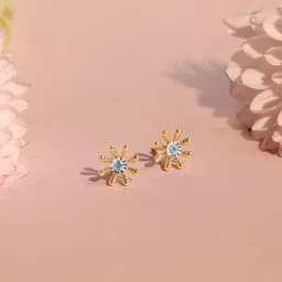Mia by Tanishq Gold Pearl & Diamond Spring Daisy Stud Earrings-26